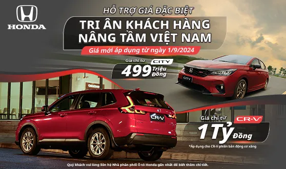 Cập nhật giá xe Honda City, Honda CR-V và Chương trình khuyến mại tháng 9/2024